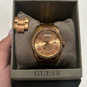 Guess Rose Gold Watch with Day Display